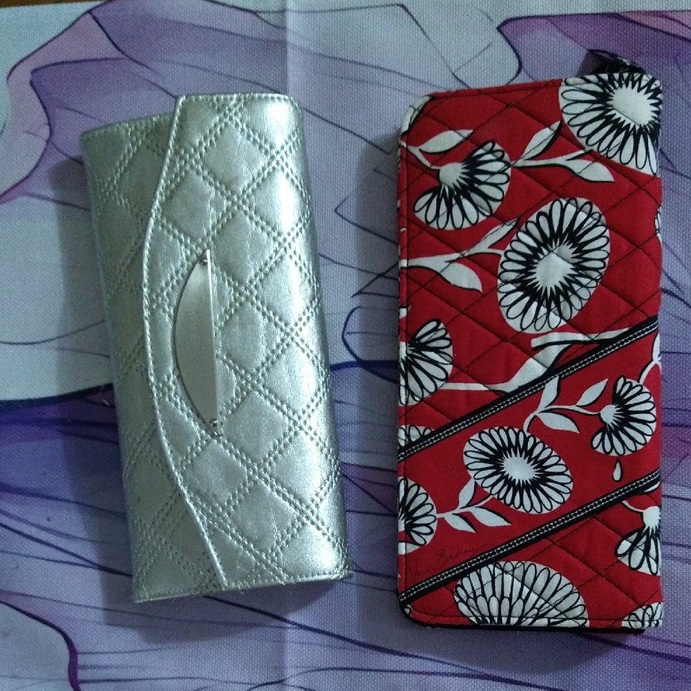 Vera Bradley "Deco Daisy" Travel Boarding Pass Passport NWT+K.C silver wallet